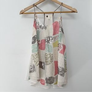 Floreat for ANTHROPOLOGIE sheer sequin camisole.